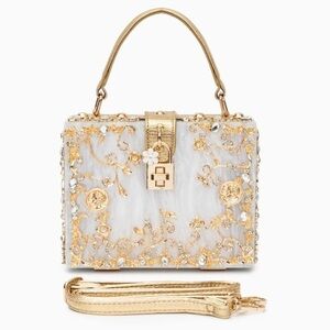 Verano Hill Acrylic Box Handbag White/Gold